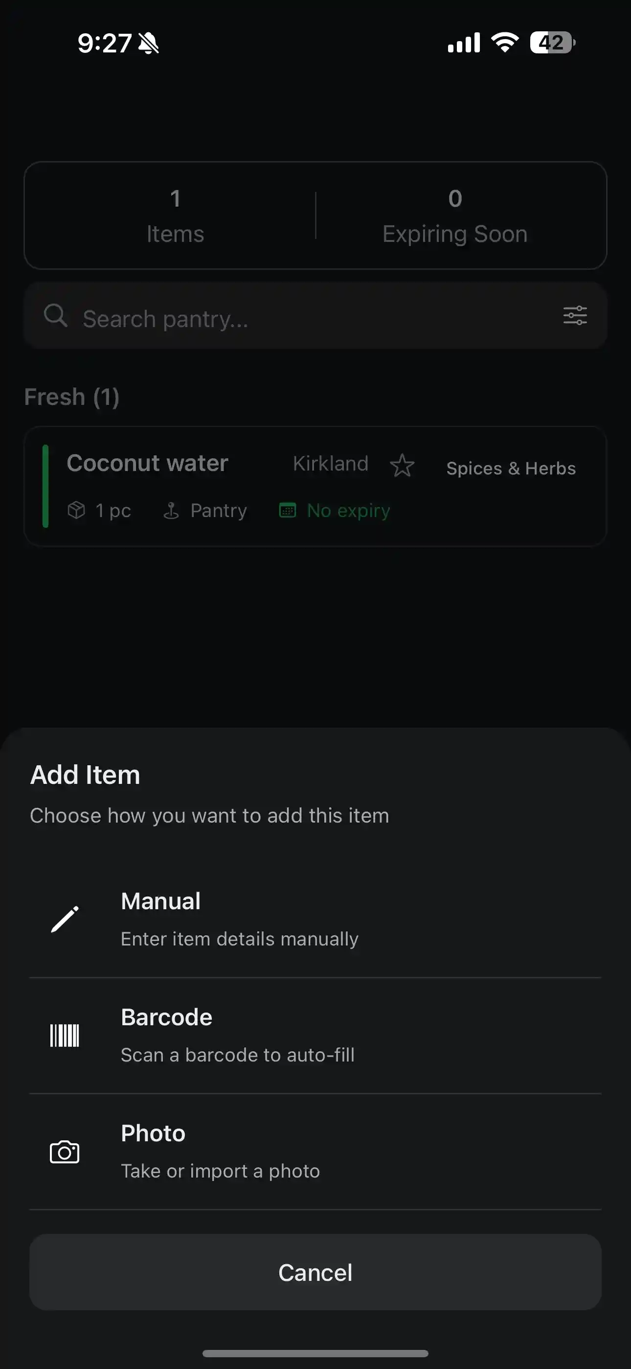 Pantry Tracker screenshot